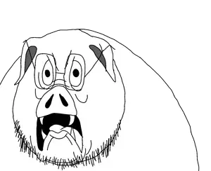 piggyjak, animal, glasses, open mouth, pig, stubble, uncolored skin