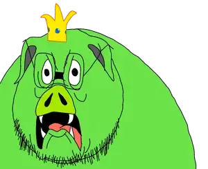 piggyjak, animal, crown, glasses, green skin, open, pig, stubble, angry birds