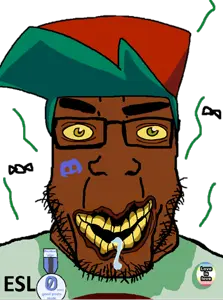esl fnf pedo, markiplier soyjak, ai pedo, brown skin, clothes, dark, discord, discord logo facial mark, esl, facial mark