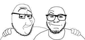 redditjak, smugjak, trios & duos, beard, friendship, glasses, looking at you, smirk, smug, stubble