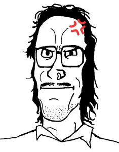 mulletjak, angry, glasses, grimace, mullet, stubble