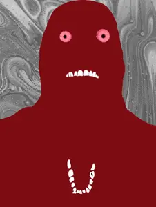 bernd, nostaljak, bloodshot eyes, clothes, doug walker, nostalgia critic, open mouth, red eyes, red skin, redraw
