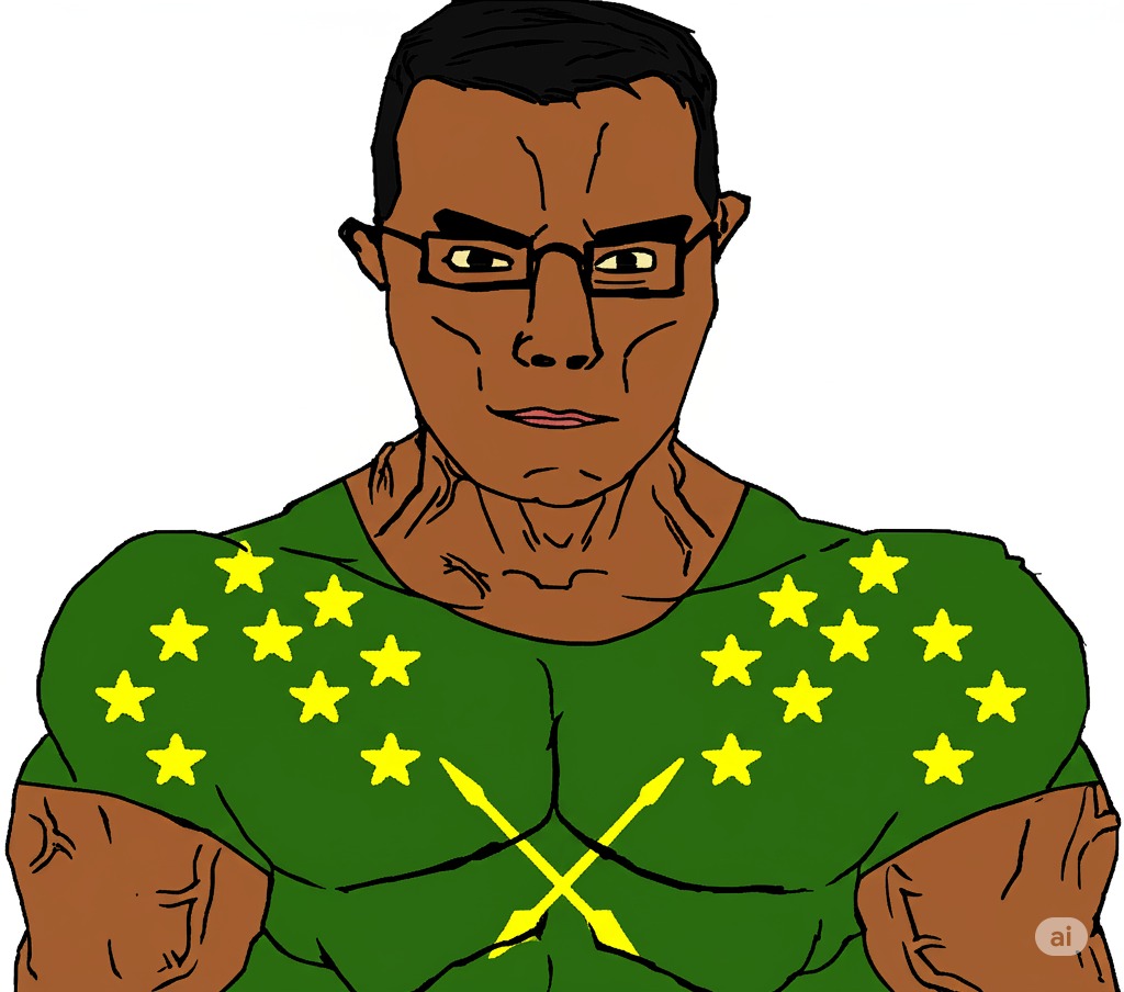 chudjak, chudjak front, muscular chud, africa, arm, black skin, brown eyes, buff, circassia, circassian