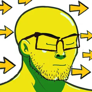 nujak, /biz/, arrow, calm, ear, glasses, soyjak, stubble, yellow, yellow skin