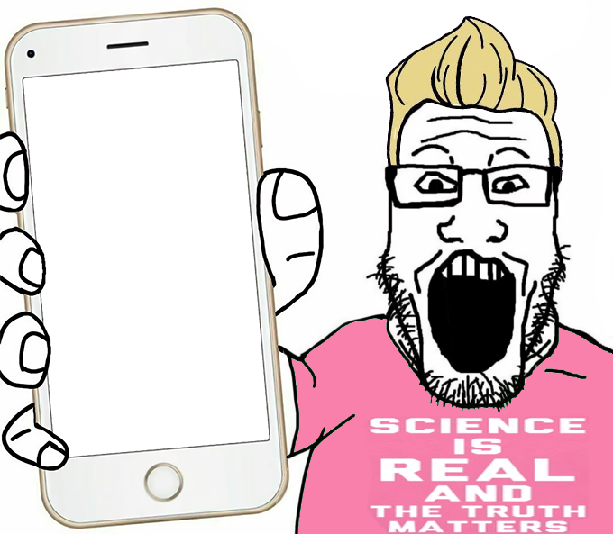 markiplier soyjak, phoneplier vertical, showing phone, arm, blonde hair, clothes, deboonker, glasses, hair, hands