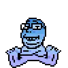 gapejak, wholesome soyjak, animated, blue, blue skin, bouncing, calm, closed mouth, crossed arms, feet