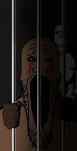 cobson, markiplier soyjak, hornyson, longplier, 2soyjaks, analog horror, bald, biting lip, blood, brown skin
