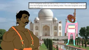 bernd, pajeetjak, big lips, bloodshot eyes, brown skin, brown troonjak, buff, closed mouth, clothes, crying