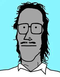 mulletjak, collared shirt, gray skin, mullet, nose ring, npc, simple
