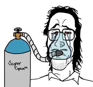 mulletjak, cope, copium, crying, frown, glasses, hair, mask, mullet, sad