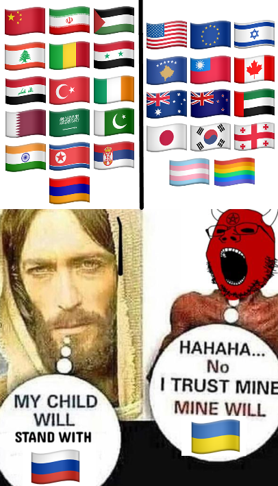 gapejak, black sclera, demon, glasses, horns, jesus christ, no pupils, open mouth, pentagram, red skin