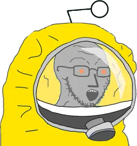 soyak, npc soyak, antenna, glasses, gray, hazmat suit, npc, open mouth, orange eyes, reddit