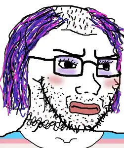 soyak, soyak (irritated), acne, angry, balding, closed mouth, clothes, eyelashes, eyeshadow, glasses