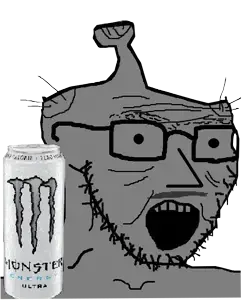 soyak, npc soyak, balding, boomer, brainlet, can, glasses, gray skin, hair, monster energy
