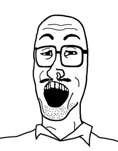 mulletjak, bald, collar, collared shirt, excited, gape, glasses, ias, mustache, nose piercing