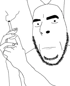 cobson, unfunnycreature, cat ears, cigarette, ear, ears, hands, holding object, no glasses, soyjak