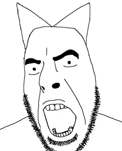 cobson, unfunnycreature, cat ears, ear, ears, no glasses, open mouth, soyjak, stubble, unfunny creature