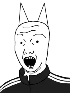 kuzjak, unfunnycreature, cat ears, clothes, ear, ears, no glasses, open mouth, soyjak, track suit
