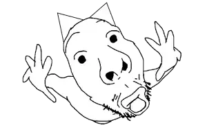 fisheyejak, unfunnycreature, cat ears, ear, ears, hands, no glasses, open mouth, soyjak, stubble
