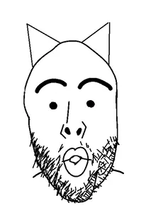 nojak, unfunnycreature, cat ears, ear, ears, no glasses, open mouth, soyjak, stubble, unfunny creature