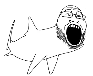 markiplier soyjak2, animaljaks, animal, fish, glasses, nose, open mouth, shark, stubble