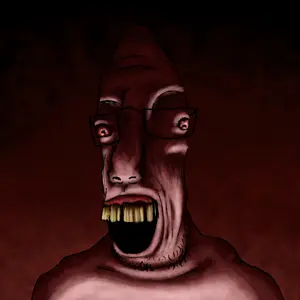 parrotjak, art, bloodshot eyes, dark, drawfag, drawing, glasses, gums, open mouth, rotten teeth