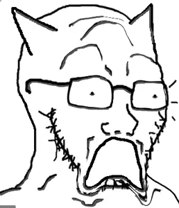 soyak, doctos, unfunnycreature, cat ears, ear, ears, glasses, open mouth, scared, soyjak