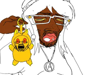 soytan, slopjak, big lips, big nose, blush, brown skin, closed mouth, hair, jewish nose, labubu