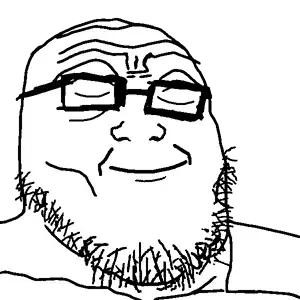 markiplier soyjak, tony soprano soyjak, sopranoplier, fusionjaks, 1soyjak, calm, closed eyes, closed mouth, glasses, happy
