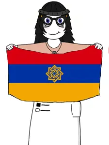 soytan, avengers, beanie, blush, brown shirt, clothes, drink, female, flag, girl