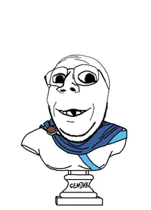gapejak, emmanuel, wholesome soyjak, bust, deformed, glasses, robe, smile, soyjak, statue