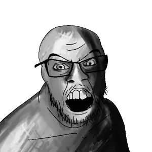 feraljak, dark, glasses, light, open mouth, shading, shadow, soyjak, stubble