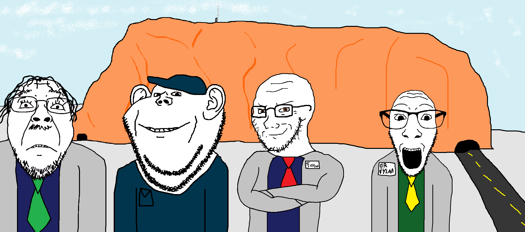 bernd, dylanjak, impish soyak ears, soyak, soyak (smug), 4soyjaks, arm, asylum, blue jumpsuit, blue shirt