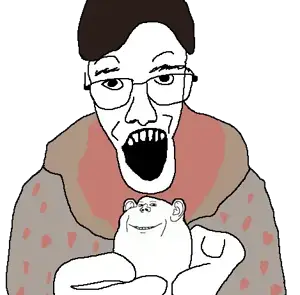 impish soyak ears, unknown, 2soyjaks, azeria tristea, brown hair, egg, eyebrows, glasses, hair, holding object