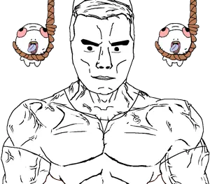 chudjak, uglyfuckingthing, chudjak front, muscular chud, unfunnycreature, hanged, hanging, looking at you