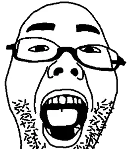 joyjak, glasses, open mouth, soyjak, stubble, tongue