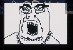 cobson, art, flag, glasses, mage arena, open mouth, pixel art, soyjak, stubble, video game