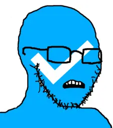 soyak, soyak (concerned), blue skin, glasses, no eyes, no nose, scared, soyjak, stubble, twitter