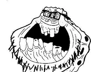 spongebob squarepants, unknown, beard, big mouth, big teeth, face freeze, glasses, open mouth, soyjak, teeth