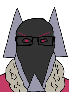 markiplier soyjak, angry, clothes, glasses, gray skin, hat, jacket, merell (friday night funkin'), pink eyes, soyjak