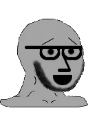 soyak, npc soyak, animated, bouncing, glasses, gray skin, npc, open mouth, soyjak, stubble