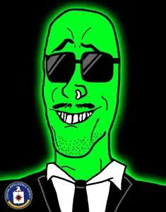 mulletjak, glowie, bald, black shirt, clothes, collar, collared shirt, glasses, glowing, glownigger