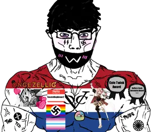 chudjak, chudjak front, muscular chud, 1488, adolf hitler, cute, femboy, looking at you, male, mask