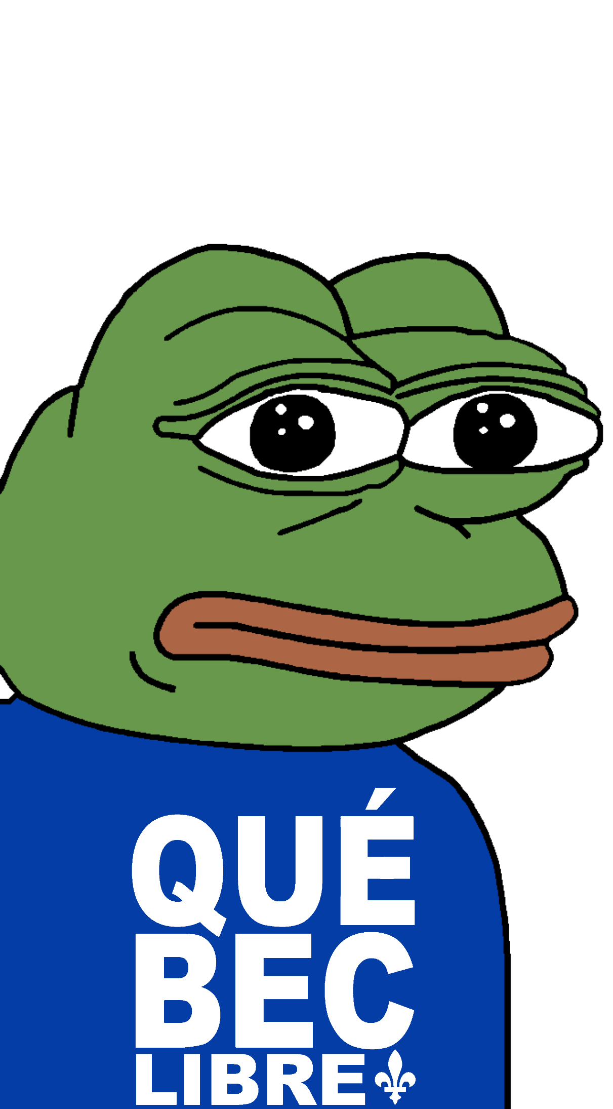 pepe, amphibian, animal, bald, blue background, canada, canadian, closed mouth, clothes, french canadian