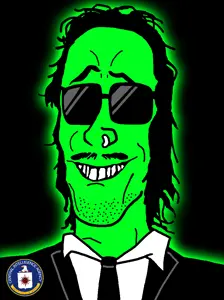 mulletjak, glowie, black shirt, clothes, collar, collared shirt, glasses, glowing, glownigger, green skin