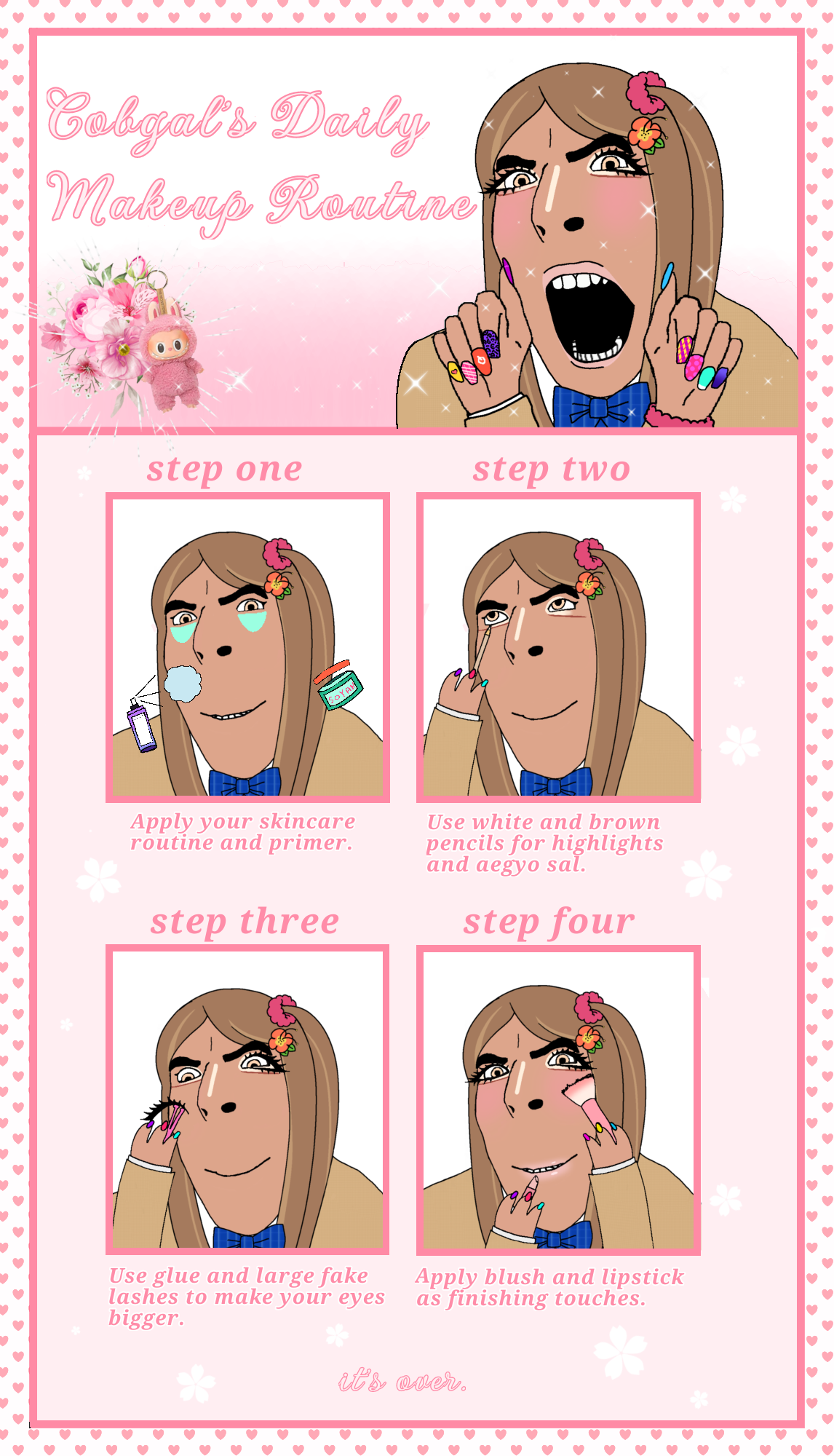 cobson, cobgal, gyarujak, blush, bow, brown skin, eyelashes, female, flower, full body