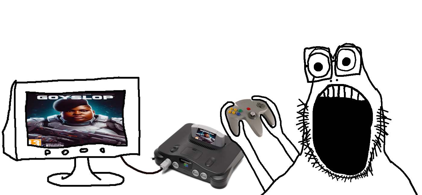 soybud, arm, cable, console, controller, glasses, goyslop, hands, holding controller, n64