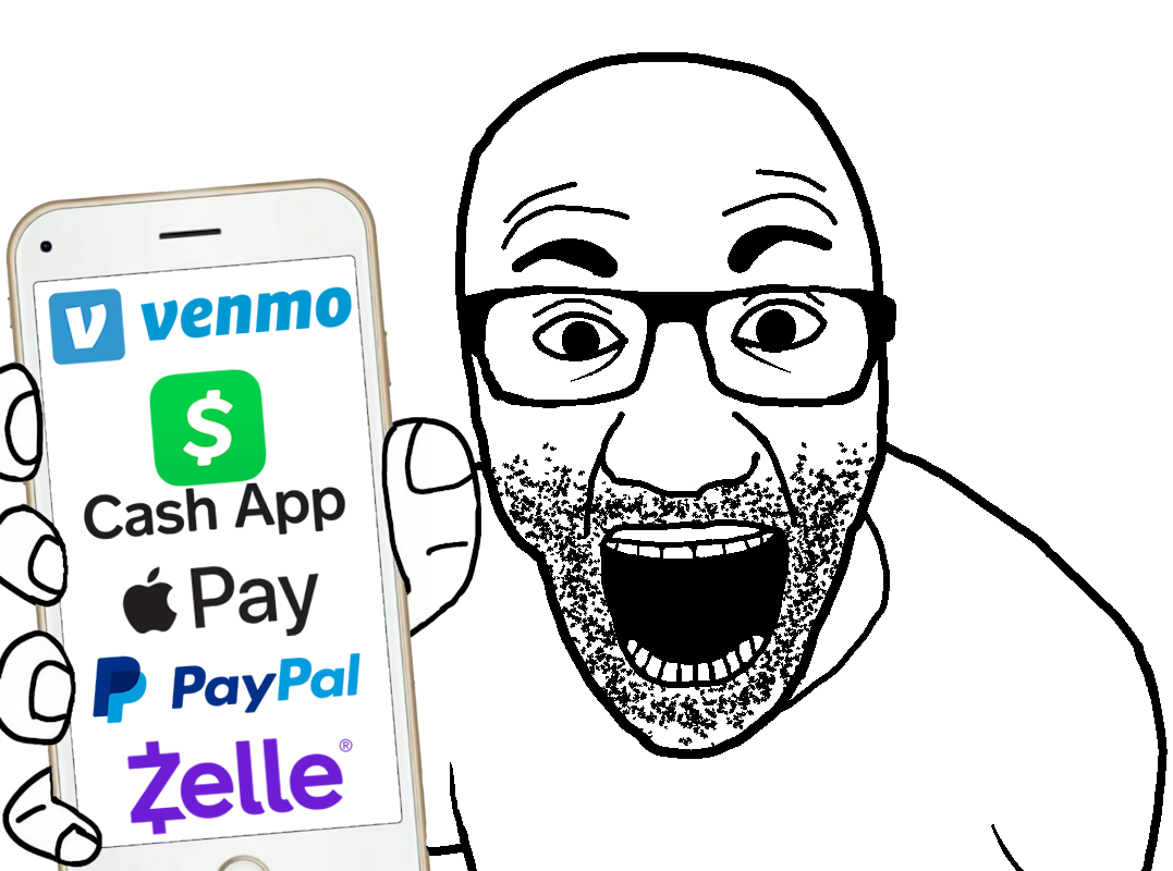 el perro rabioso, apple (company), apple pay, bald, cash, cash app, eyebrows, glasses, hands, holding object