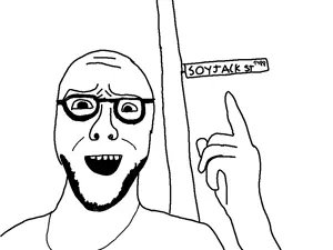 signjak, arm, bald, clothes, glasses, open mouth, sign, soyjak, stubble
