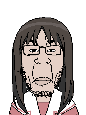 ayumu kasuga, chudjak, markiplier soyjak, chudplier, anime, brown hair, bushy eyebrows, clothes, glasses, hair